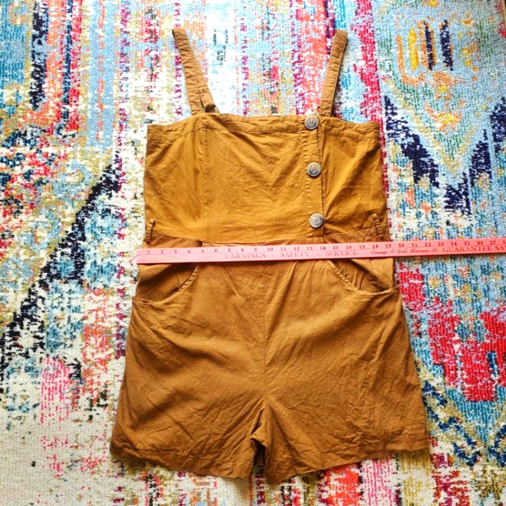 Happy × Nature Kate Hudson Linen Shorts Jumpsuit Overall Romper - Picture 6 of 9